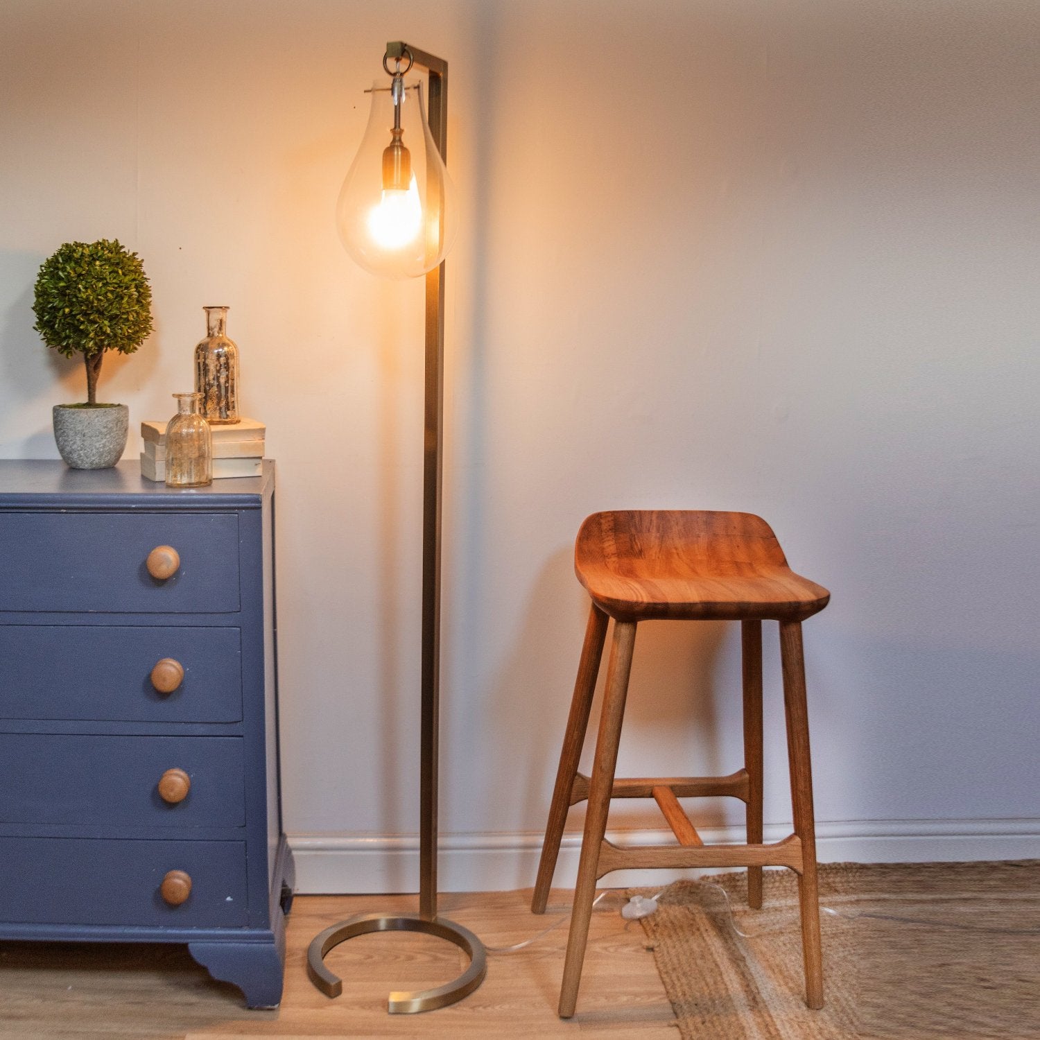 Gold Hanging Bulb Floor Lamp